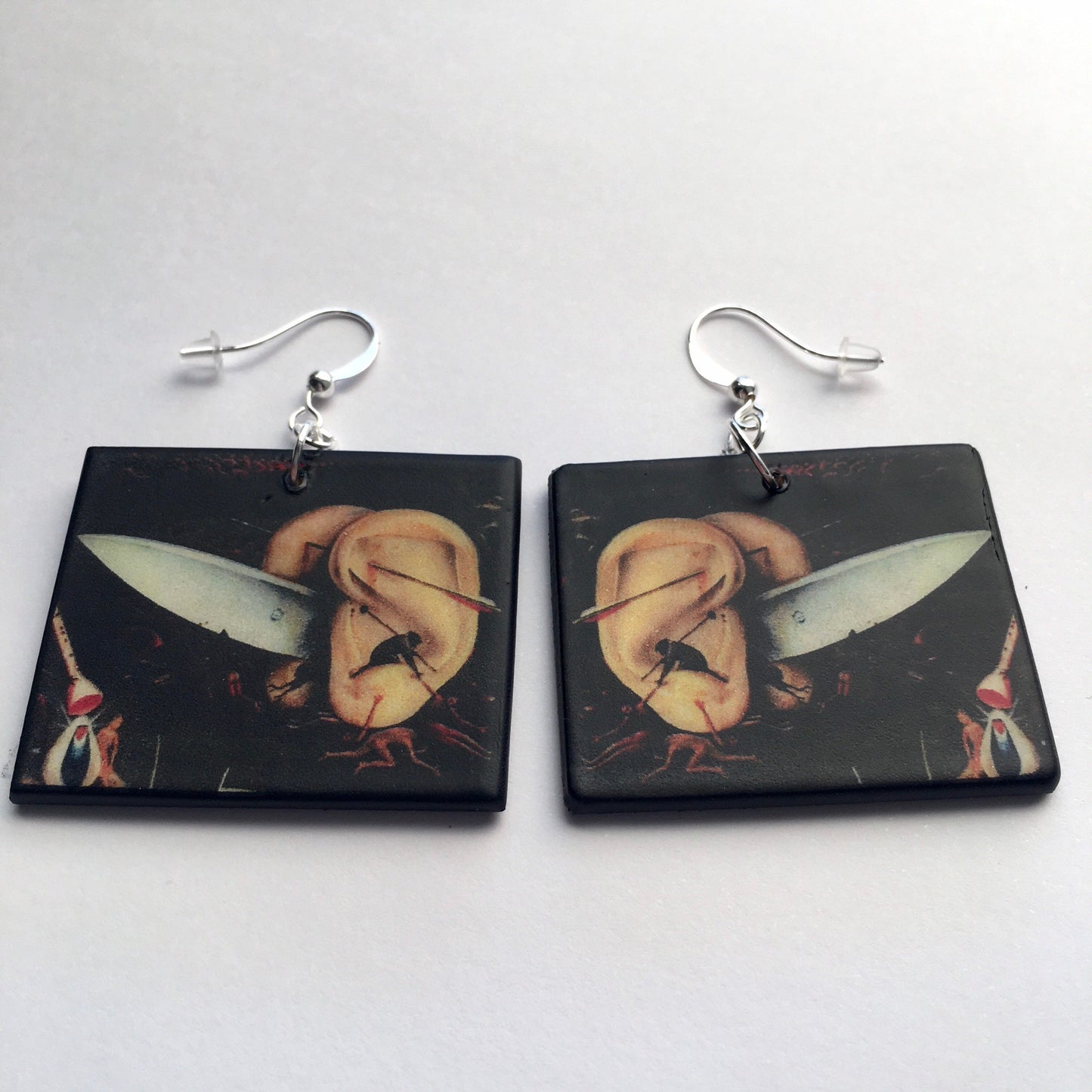 Museum-Inspired Sustainable Earrings Hieronymus Bosch, gothic style earrings Obljewellery