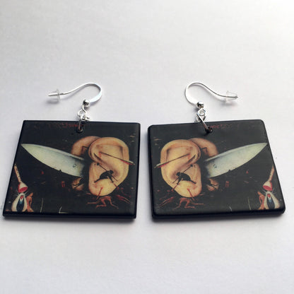 Museum-Inspired Sustainable Earrings Hieronymus Bosch, gothic style earrings Obljewellery