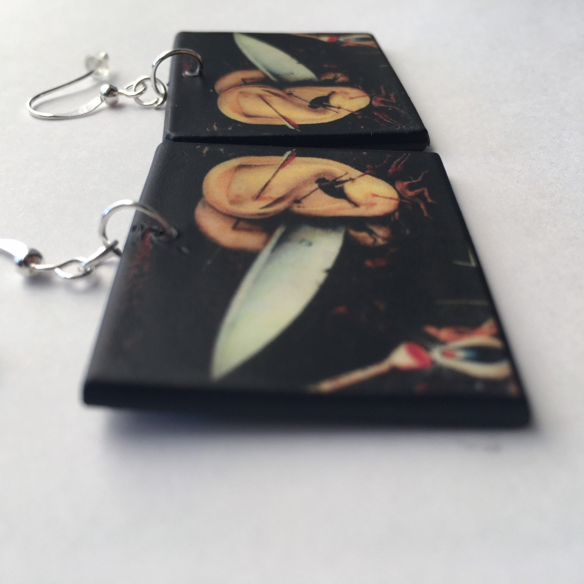 Museum-Inspired Sustainable Earrings Hieronymus Bosch, gothic style earrings Obljewellery