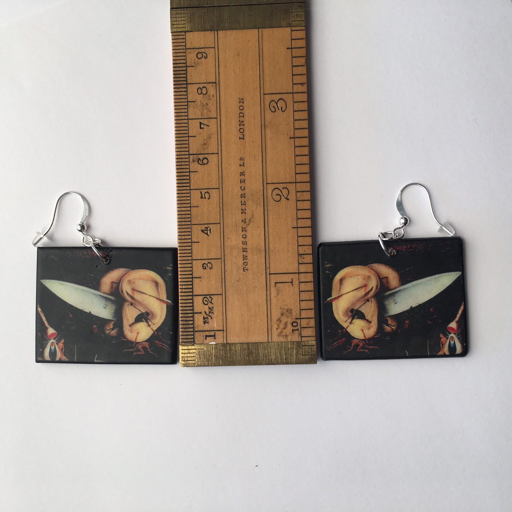 Museum-Inspired Sustainable Earrings Hieronymus Bosch, gothic style earrings Obljewellery
