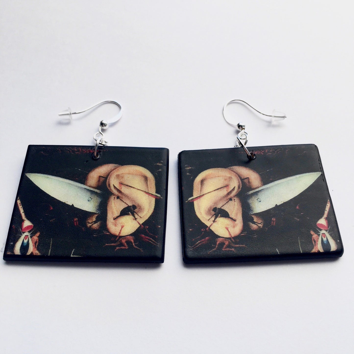 Museum-Inspired Sustainable Earrings Hieronymus Bosch, gothic style earrings Obljewellery