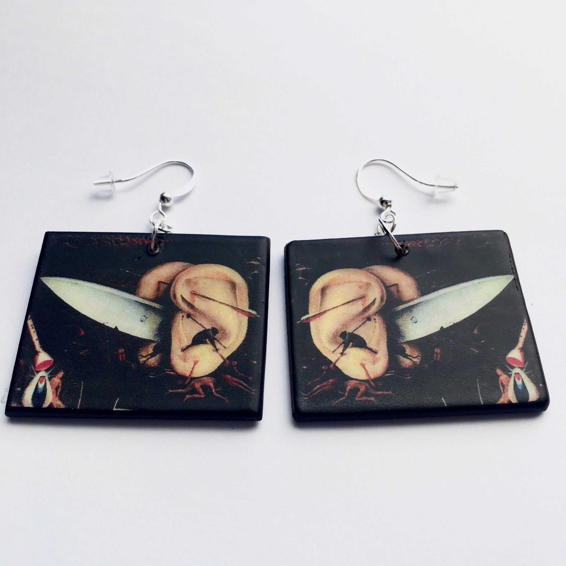 Museum-Inspired Sustainable Earrings Hieronymus Bosch, gothic style earrings Obljewellery