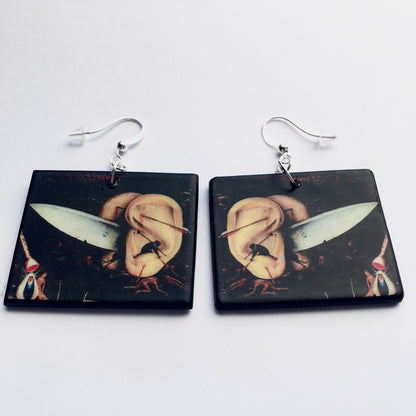 Museum-Inspired Sustainable Earrings Hieronymus Bosch, gothic style earrings Obljewellery