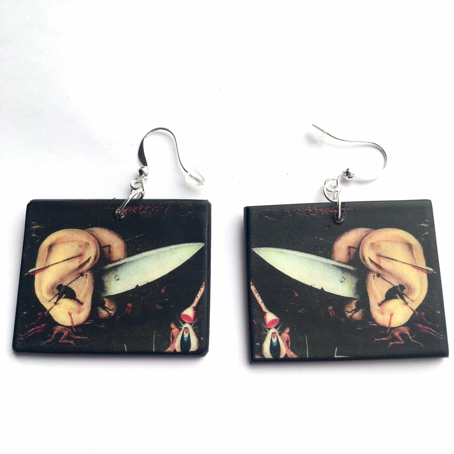 Museum-Inspired Sustainable Earrings Hieronymus Bosch, gothic style earrings Obljewellery