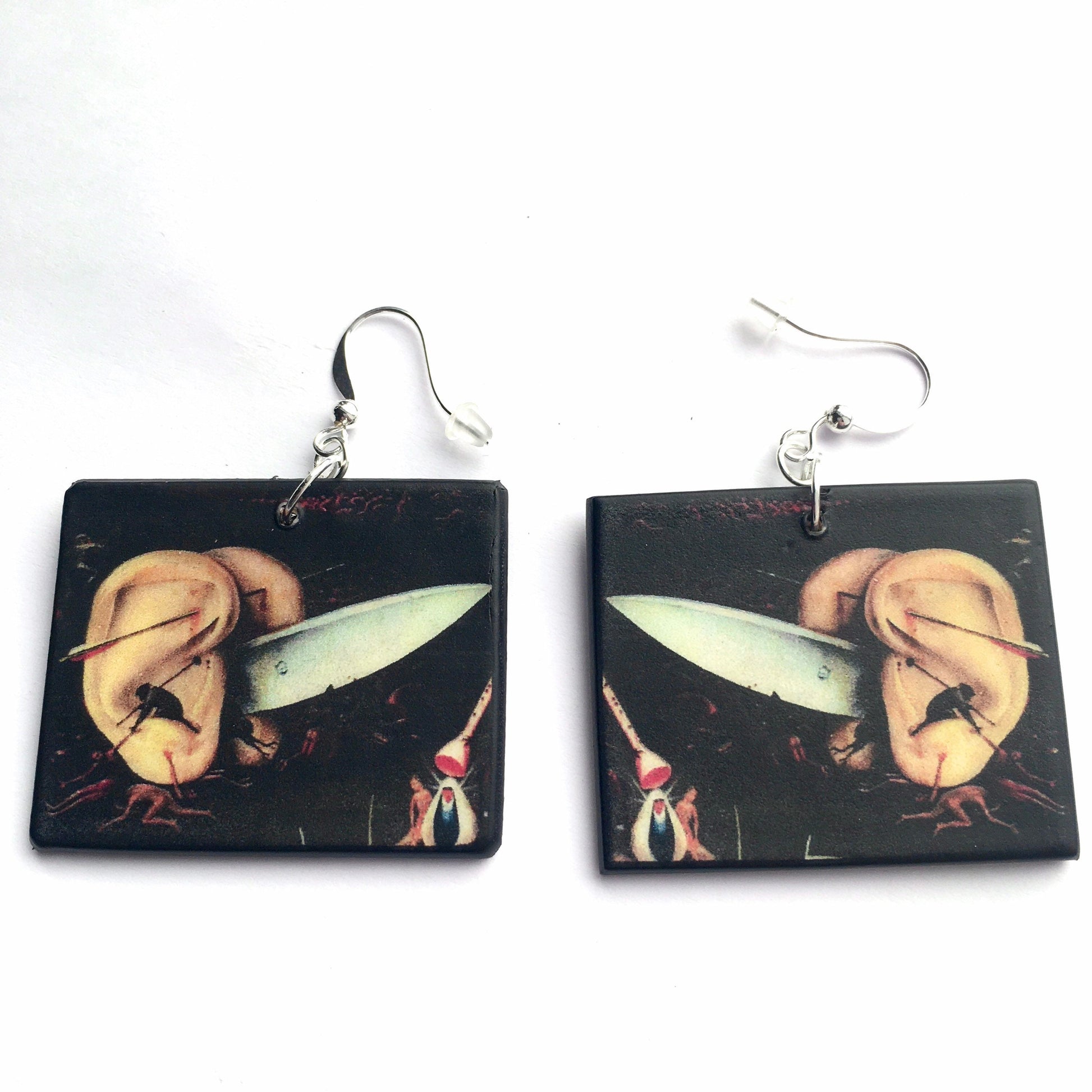 Museum-Inspired Sustainable Earrings Hieronymus Bosch, gothic style earrings Obljewellery
