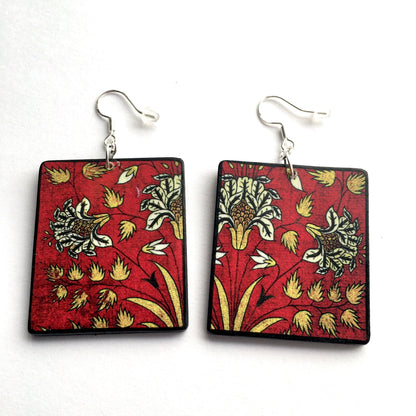 Museum-Inspired Sustainable Earrings Wooden, geometric flower, art earrings. Gift for mom. Obljewellery
