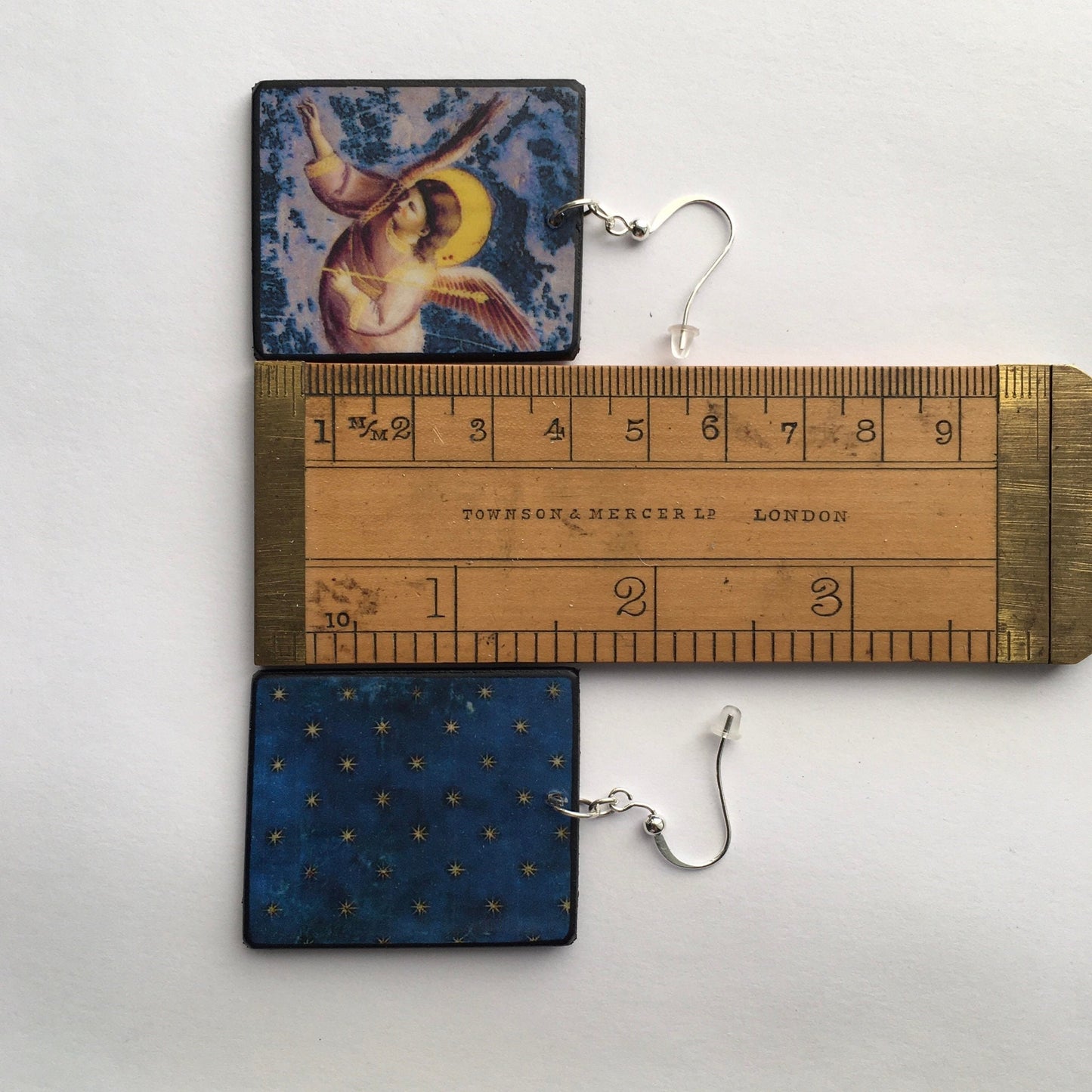 Museum-Inspired Sustainable Earrings Giotto, mismatched art earrings Obljewellery