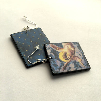 Museum-Inspired Sustainable Earrings Giotto, mismatched art earrings Obljewellery