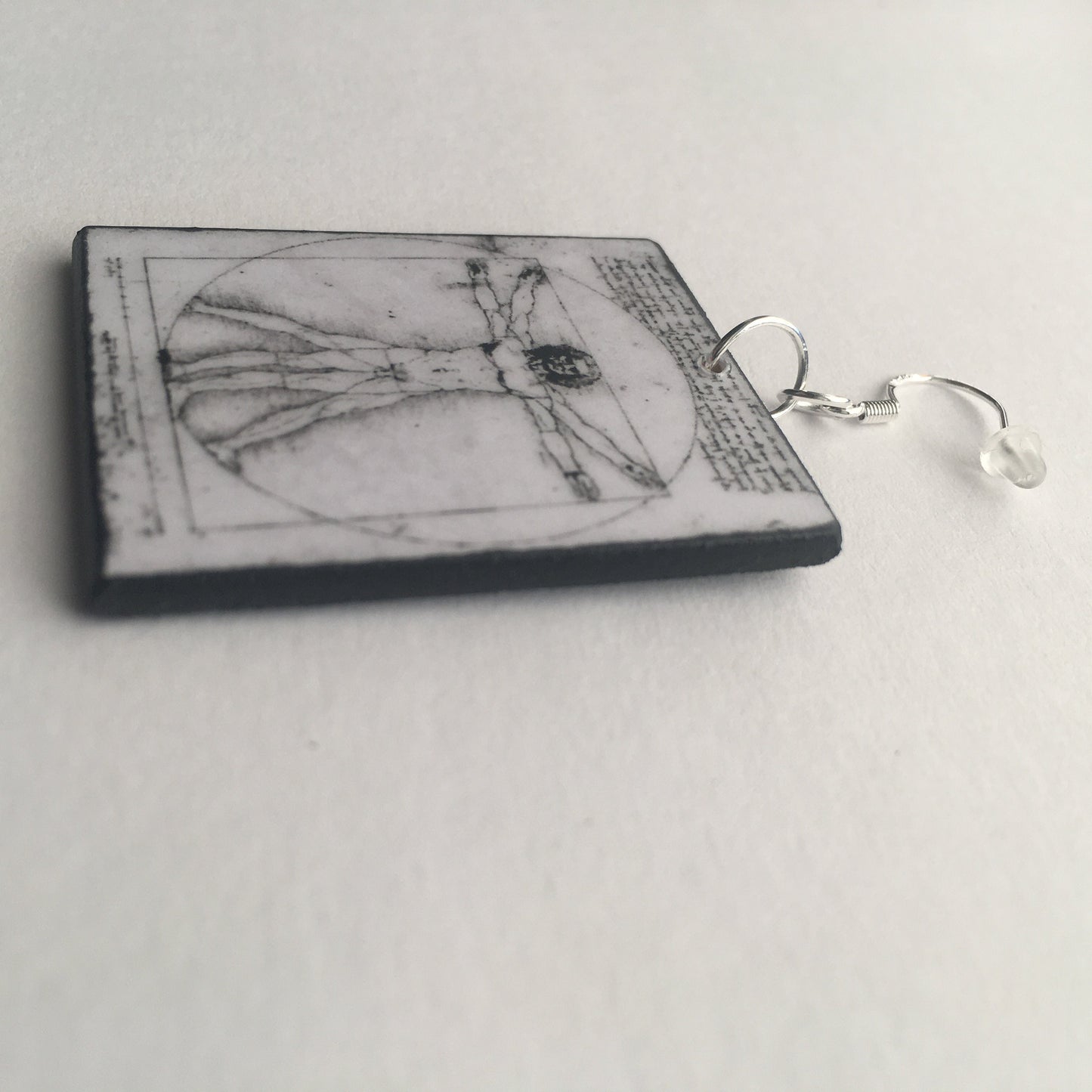 Museum-Inspired Sustainable Earrings Leonardo da Vinci, Vitruvian Man, geometric earrings Obljewellery