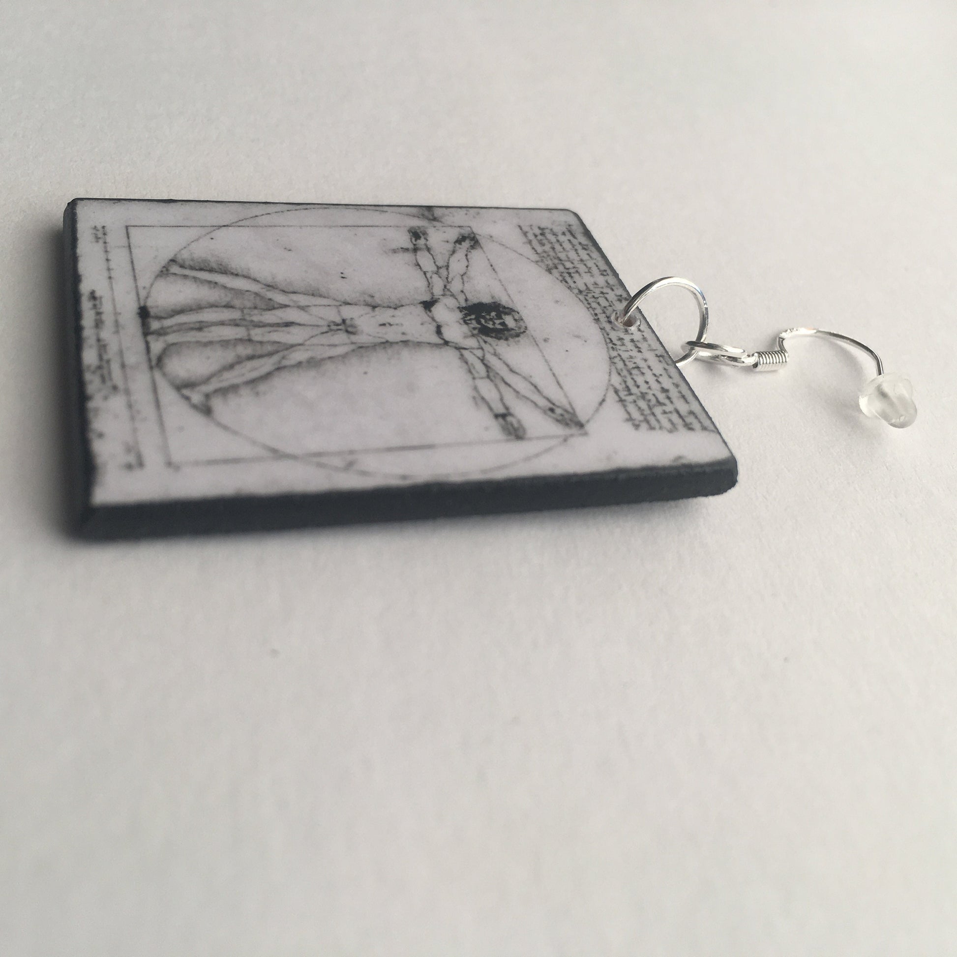 Museum-Inspired Sustainable Earrings Leonardo da Vinci, Vitruvian Man, geometric earrings Obljewellery