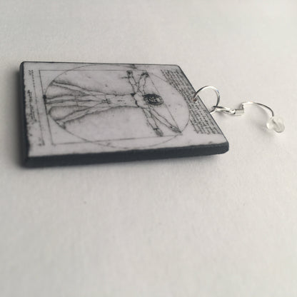 Museum-Inspired Sustainable Earrings Leonardo da Vinci, Vitruvian Man, geometric earrings Obljewellery