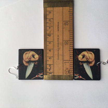 Museum-Inspired Sustainable Earrings Hieronymus Bosch, gothic style earrings Obljewellery