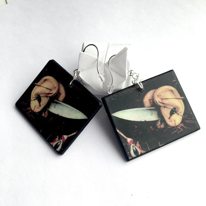Museum-Inspired Sustainable Earrings Hieronymus Bosch, gothic style earrings Obljewellery