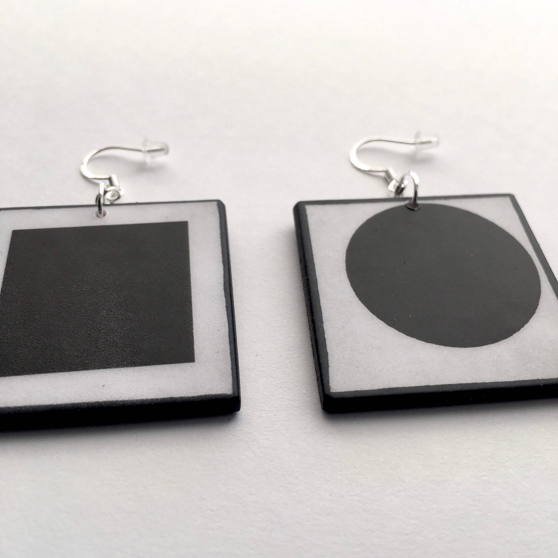 Museum-Inspired Sustainable Earrings Malevich, artsy earrings, sustainable jewelry gift. Obljewellery