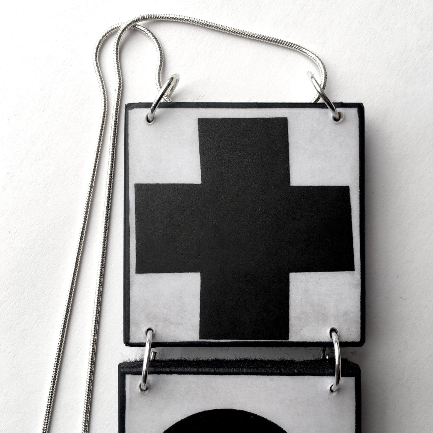 Museum-Inspired Sustainable Necklace Kazimir Malevich, abstract art necklace Obljewellery
