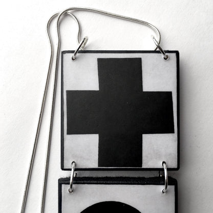 Museum-Inspired Sustainable Necklace Kazimir Malevich, abstract art necklace Obljewellery