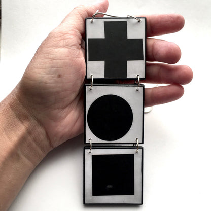 Museum-Inspired Sustainable Necklace Kazimir Malevich, abstract art necklace Obljewellery