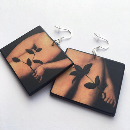 Museum-Inspired Sustainable Earrings Cranach inspired art earrings. Adam and Eve. Obljewellery