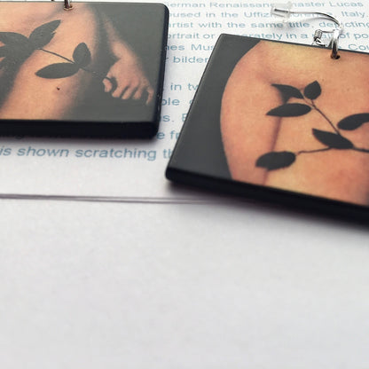 Museum-Inspired Sustainable Earrings Cranach inspired art earrings. Adam and Eve. Obljewellery