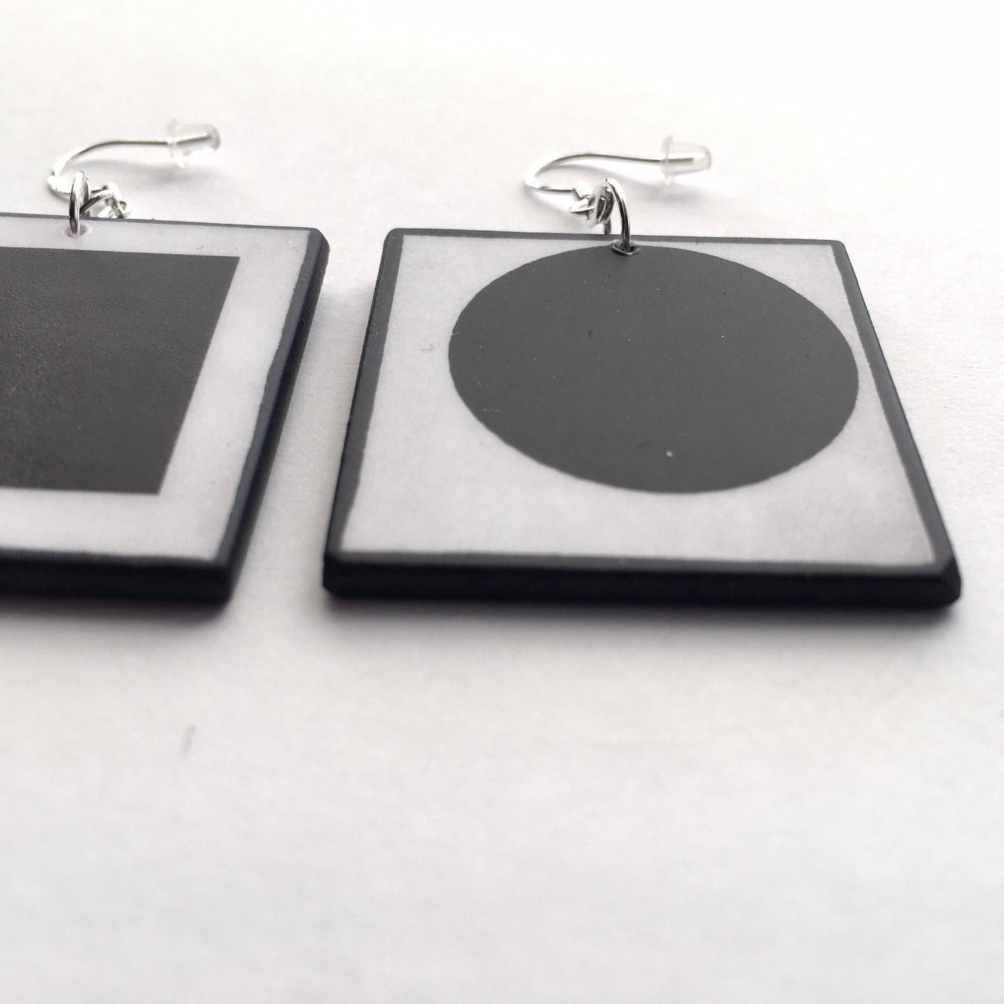 Museum-Inspired Sustainable Earrings Malevich, artsy earrings, sustainable jewelry gift. Obljewellery