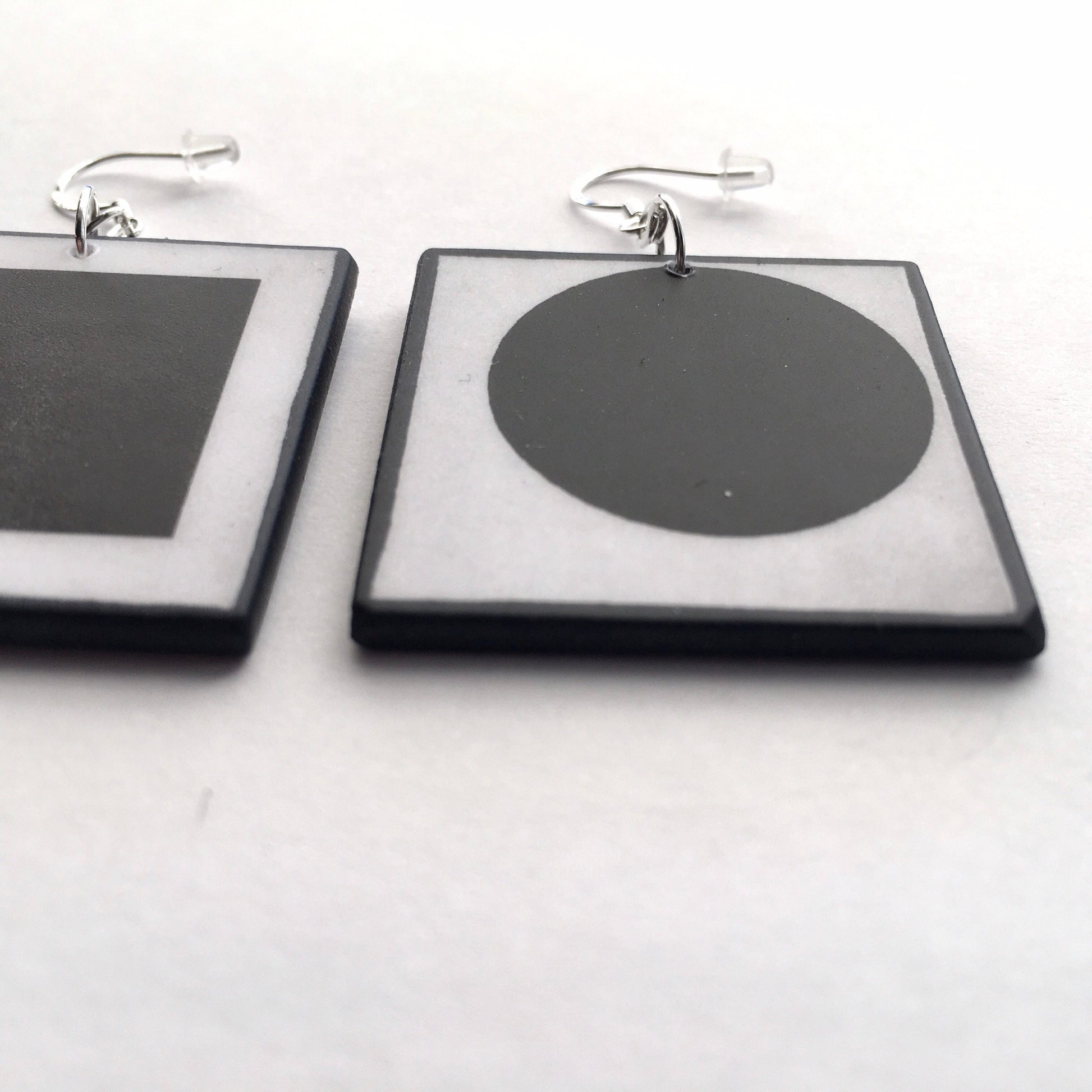 Museum-Inspired Sustainable Earrings Malevich, artsy earrings, sustainable jewelry gift. Obljewellery