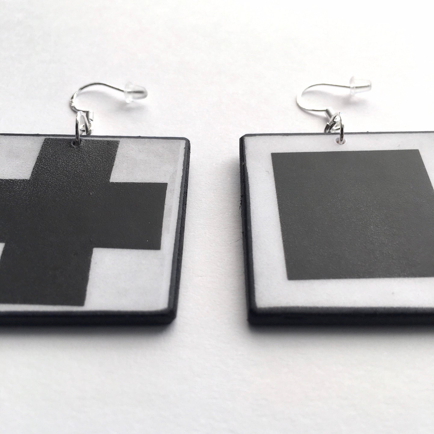 Museum-Inspired Sustainable Earrings Malevich, artsy earrings, sustainable jewelry gift. Obljewellery