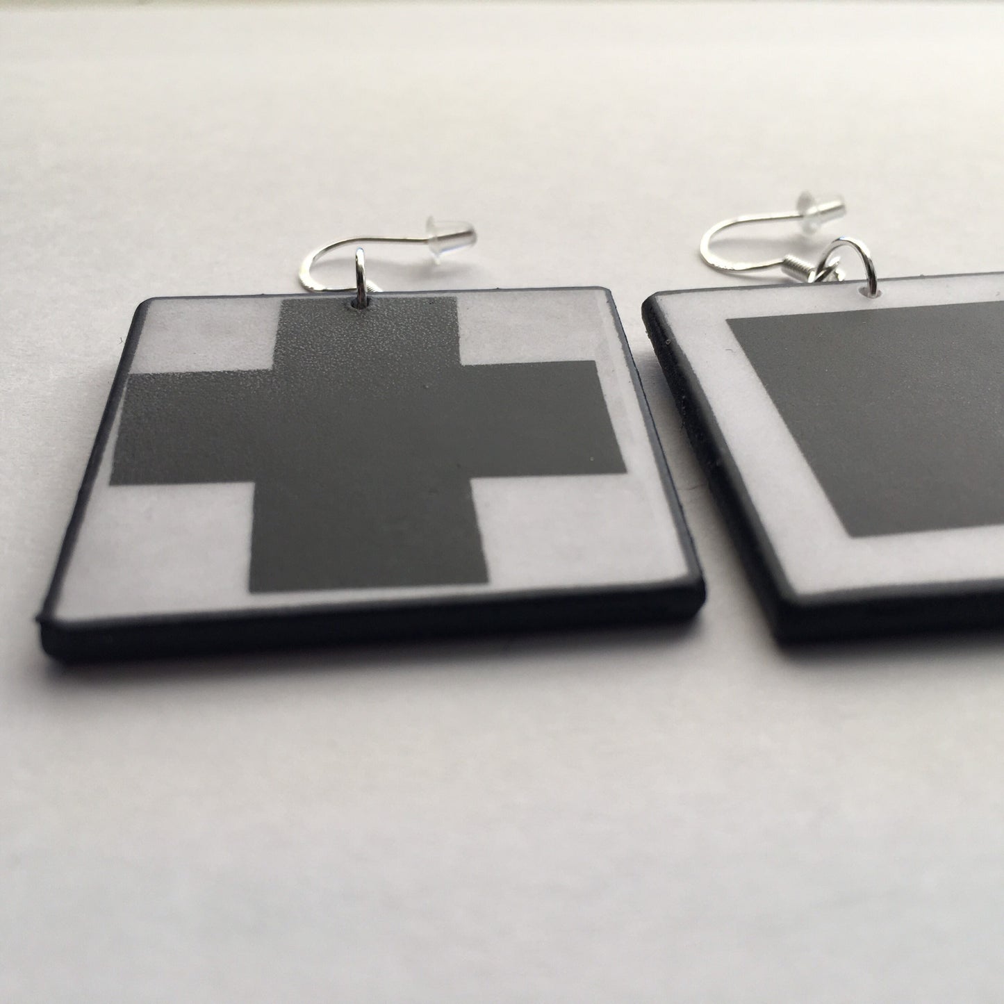 Museum-Inspired Sustainable Earrings Malevich, artsy earrings, sustainable jewelry gift. Obljewellery