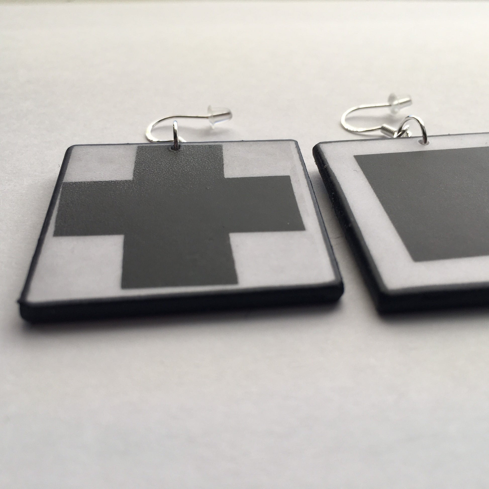 Museum-Inspired Sustainable Earrings Malevich, artsy earrings, sustainable jewelry gift. Obljewellery