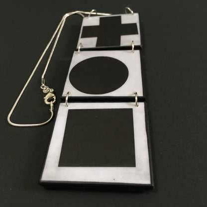 Museum-Inspired Sustainable Necklace Kazimir Malevich, abstract art necklace Obljewellery