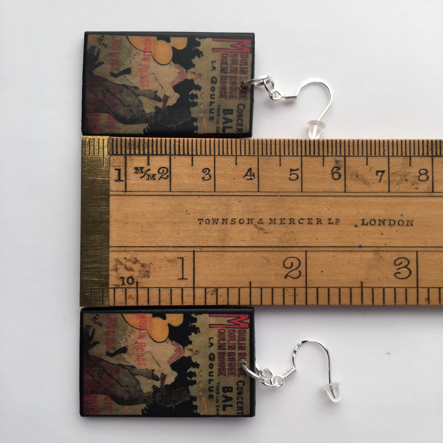 Museum-Inspired Sustainable Earrings Toulouse Lautrec, Moulin Rouge poster, art earrings. Obljewellery