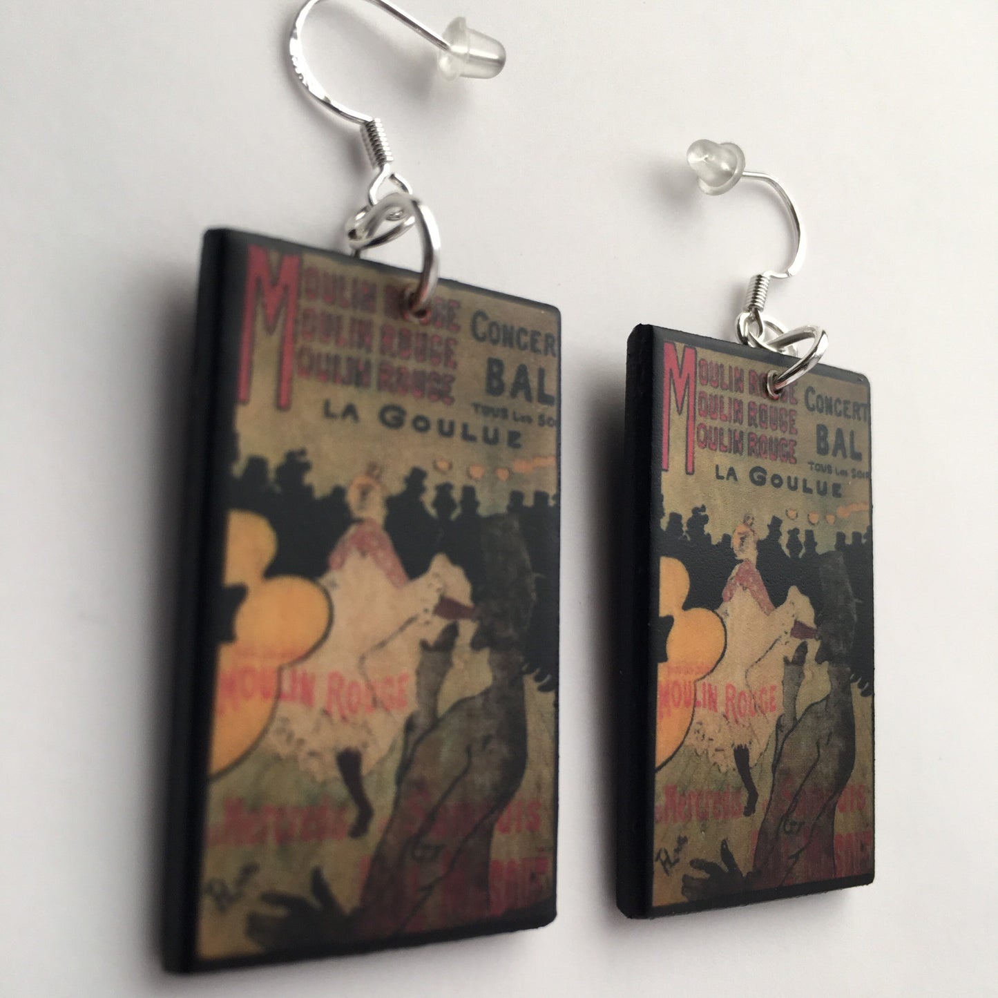 Museum-Inspired Sustainable Earrings Toulouse Lautrec, Moulin Rouge poster, art earrings. Obljewellery