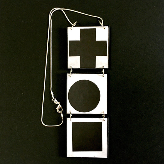 Museum-Inspired Sustainable Necklace Kazimir Malevich, abstract art necklace Obljewellery