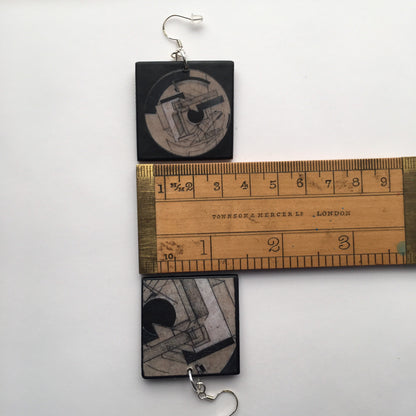 Museum-Inspired Sustainable Earrings El Lissitzky, art inspired earrings Obljewellery