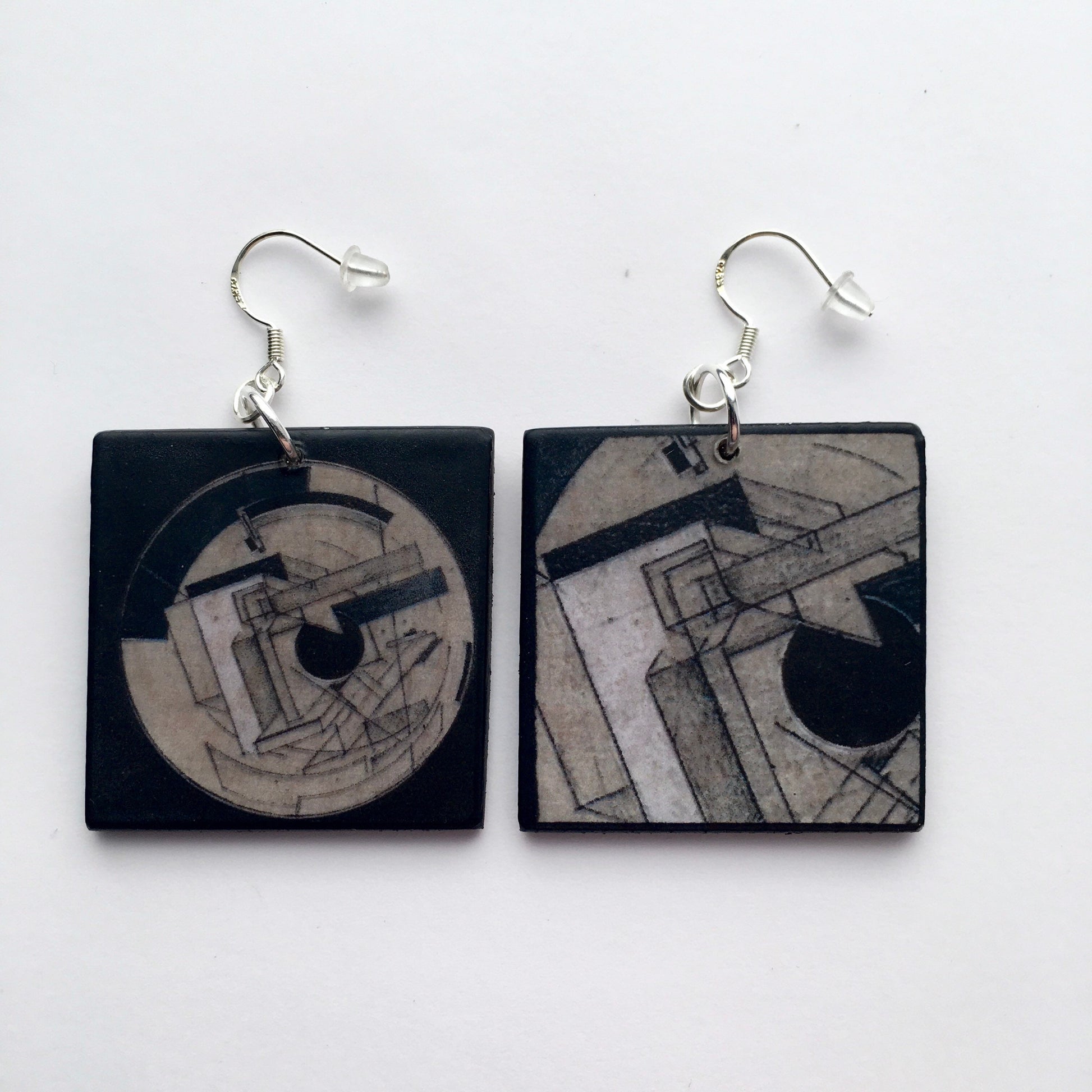 Museum-Inspired Sustainable Earrings El Lissitzky, art inspired earrings Obljewellery