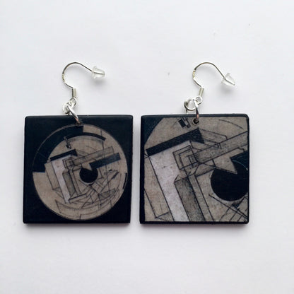 Museum-Inspired Sustainable Earrings El Lissitzky, art inspired earrings Obljewellery