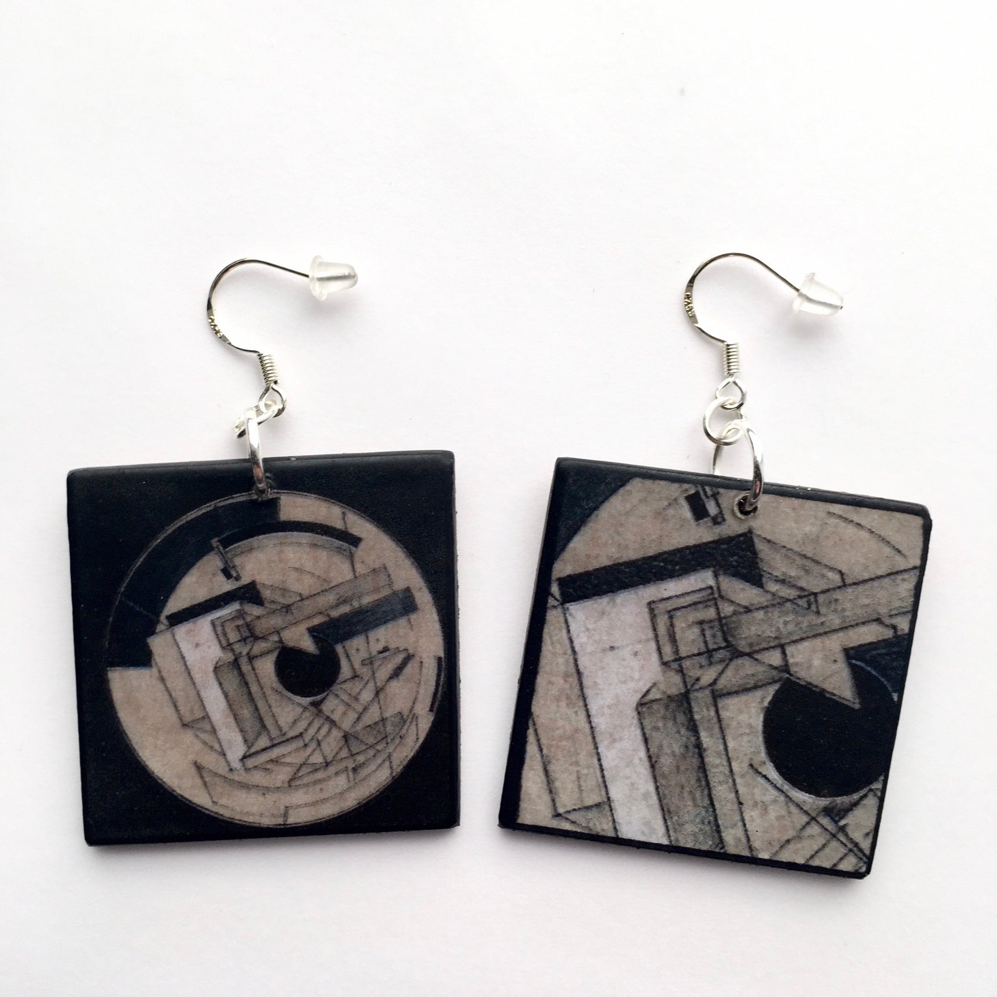 Museum-Inspired Sustainable Earrings El Lissitzky, art inspired earrings Obljewellery