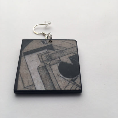 Museum-Inspired Sustainable Earrings El Lissitzky, art inspired earrings Obljewellery