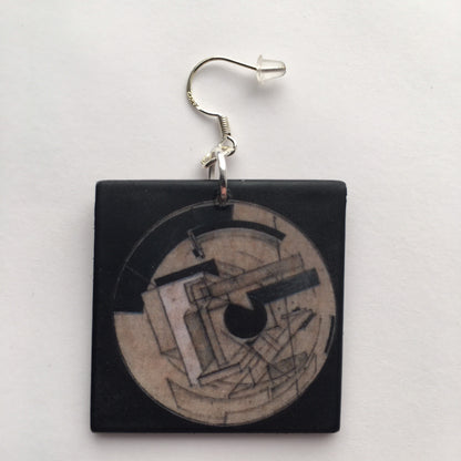 Museum-Inspired Sustainable Earrings El Lissitzky, art inspired earrings Obljewellery