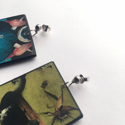 Museum-Inspired Sustainable Earrings Hieronymus Bosch, stud earrings. Sustainable earrings gift. Obljewellery