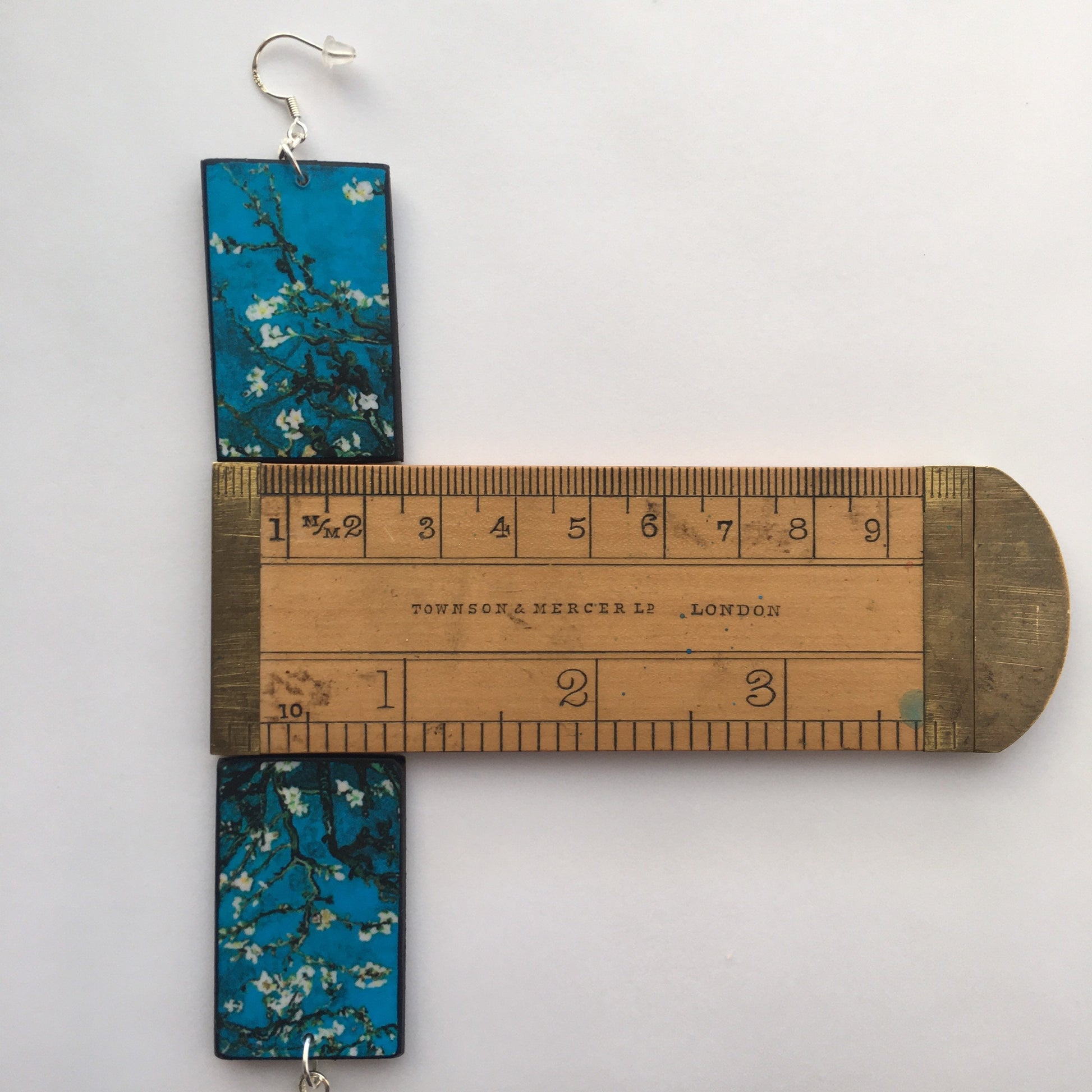 Museum-Inspired Sustainable Earrings Vincent Van Gogh, floral art earrings. Sustainable wood and 925 sterling silver earrings. Alternative engagement earrings gift. Obljewellery