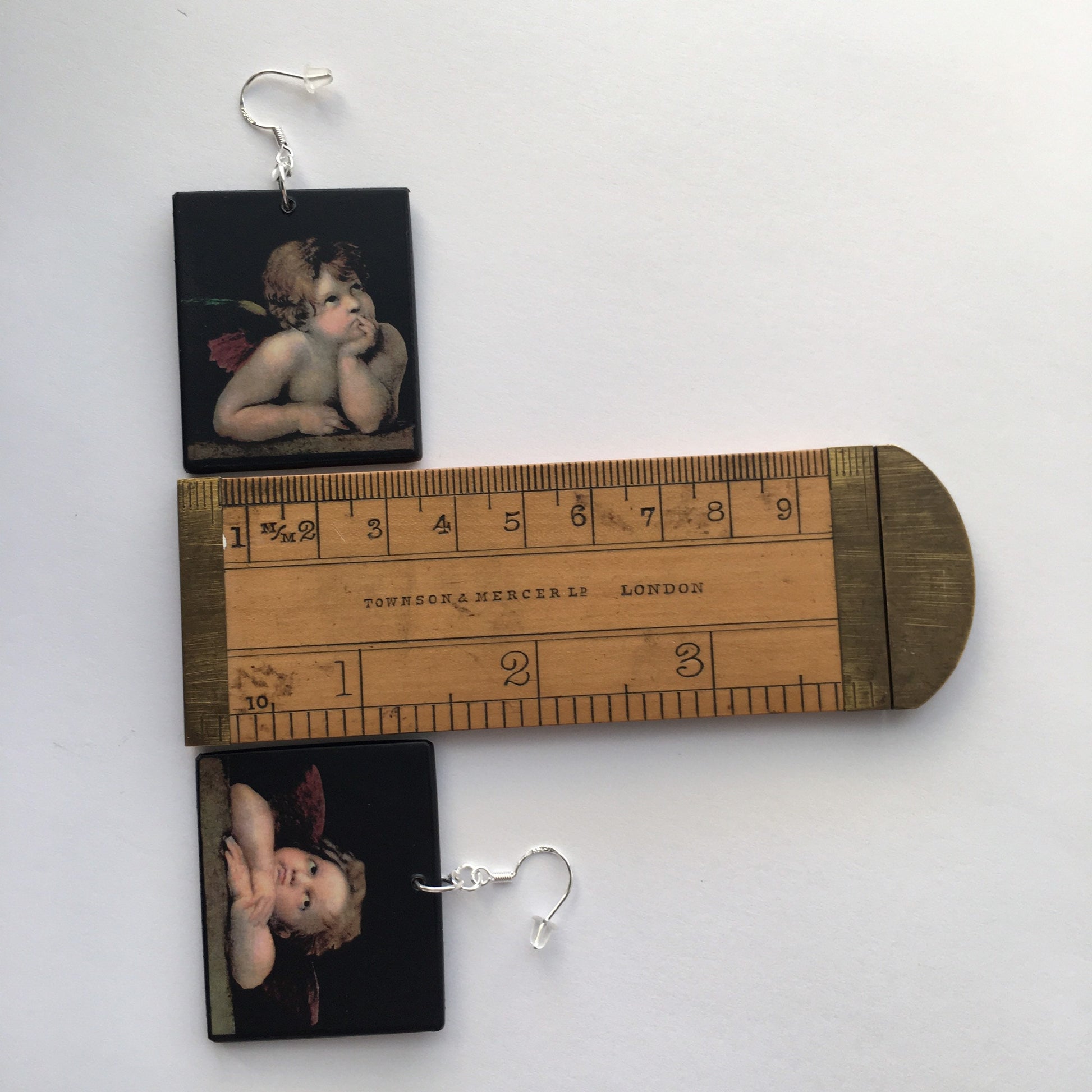 Museum-Inspired Sustainable Earrings Raphael’s angels, cherubim, aesthetic, wood and sterling silver, asymmetric, art earrings. Christmas mom gift. Obljewellery