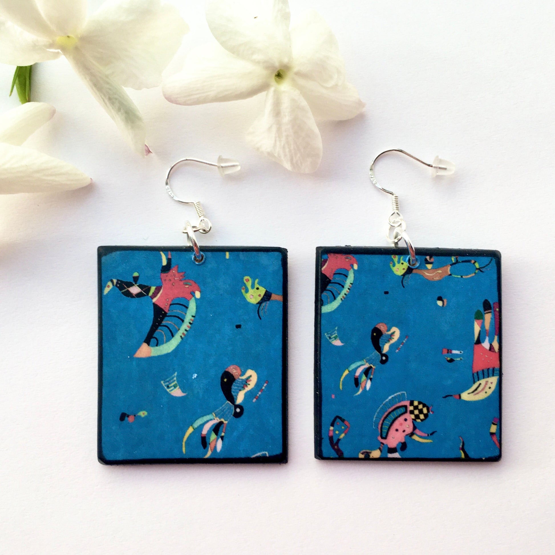 Museum-Inspired Sustainable Earrings Wassily Kandinsky inspired art earrings Obljewellery