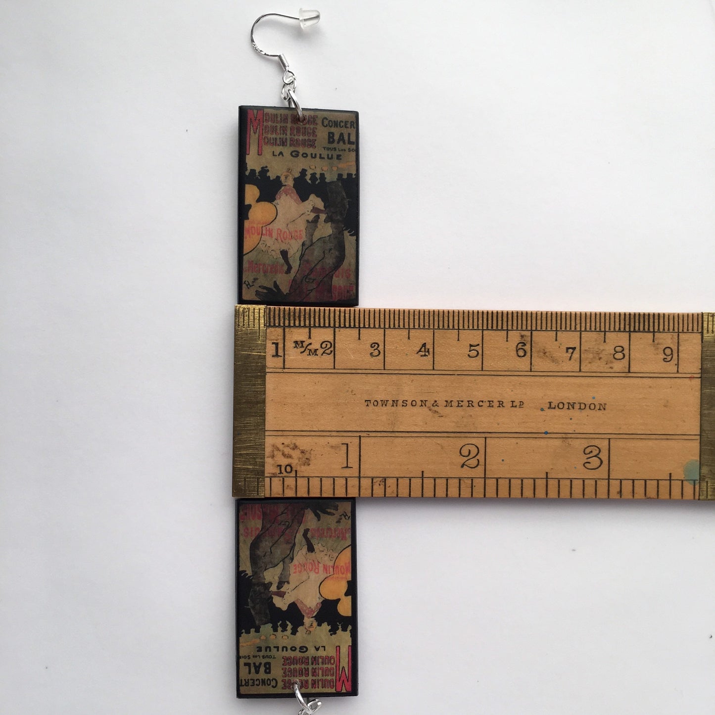 Museum-Inspired Sustainable Earrings Toulouse Lautrec, Moulin Rouge poster, art earrings. Obljewellery