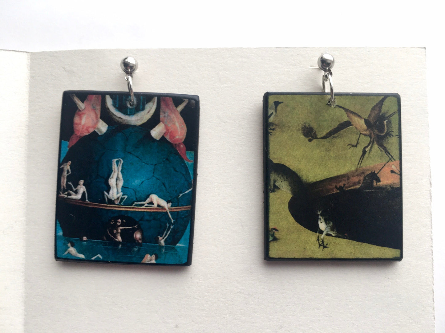 Museum-Inspired Sustainable Earrings Hieronymus Bosch, stud earrings. Sustainable earrings gift. Obljewellery