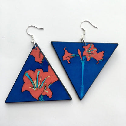 Museum-Inspired Sustainable Earrings Mondrian, flowers earrings. Obljewellery