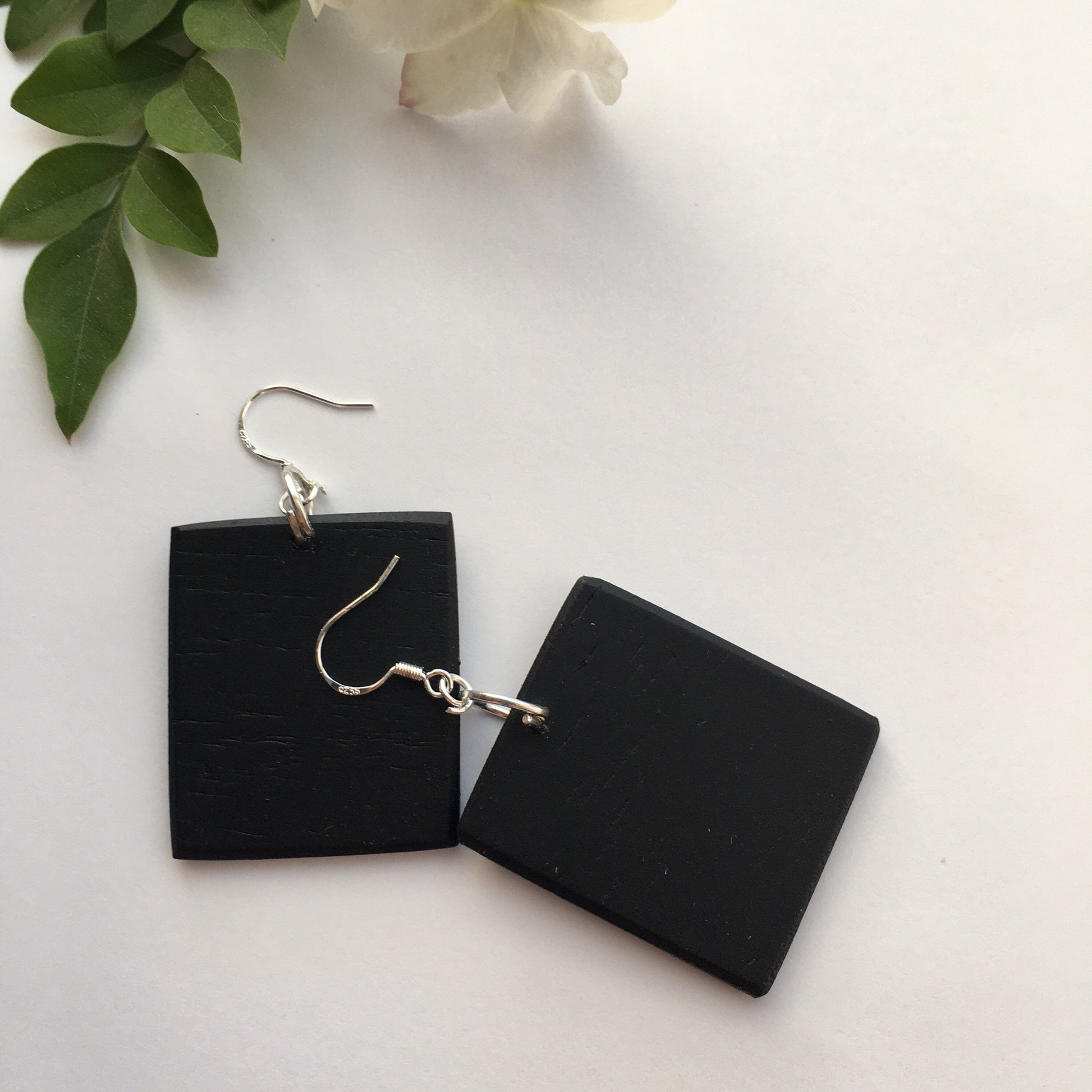 Museum-Inspired Sustainable Earrings Mary Delany, art earrings on wood and sterling silver hooks. Alternative,white floral, bride earrings, bridesmaid gift. Obljewellery