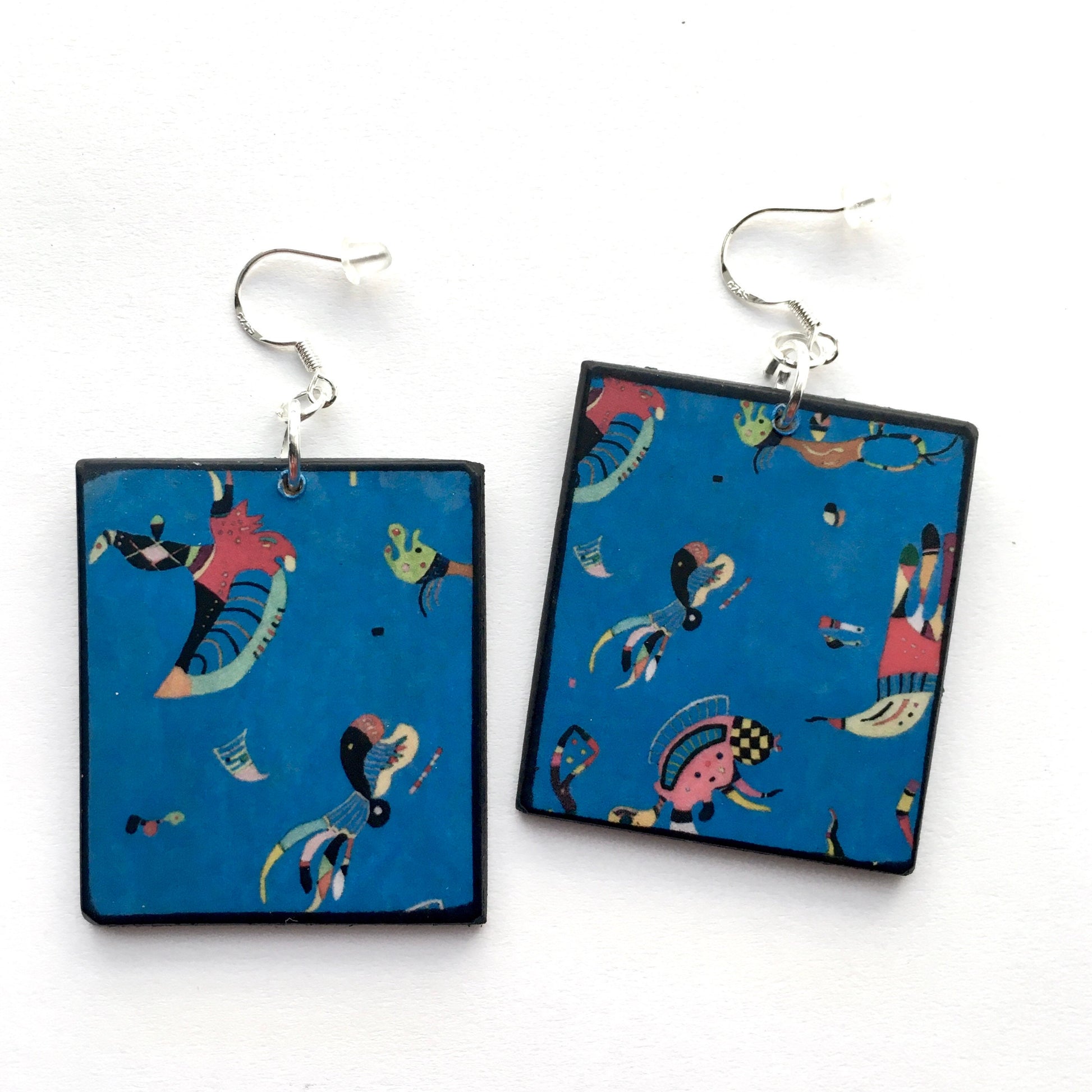 Wassily Kandinsky, Geometric, artsy earrings. Aesthetic earrings, wearable art by Obljewellery.