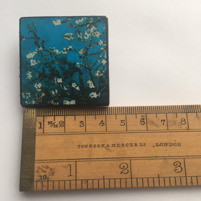 Museum-Inspired Sustainable Brooches Turquoise Art Brooch. Van Gogh Jewellery. Art Gift Obljewellery