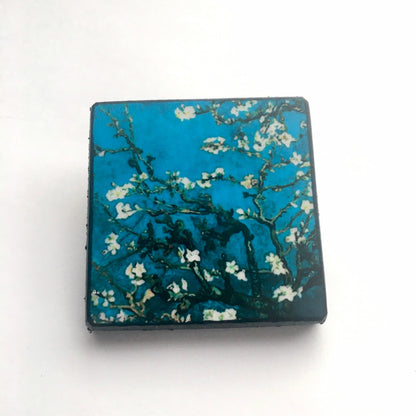 Museum-Inspired Sustainable Brooches Turquoise Art Brooch. Van Gogh Jewellery. Art Gift Obljewellery