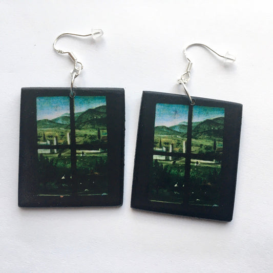 Museum-Inspired Sustainable Earrings Inspired by Antonello da Messina art detail. Obljewellery